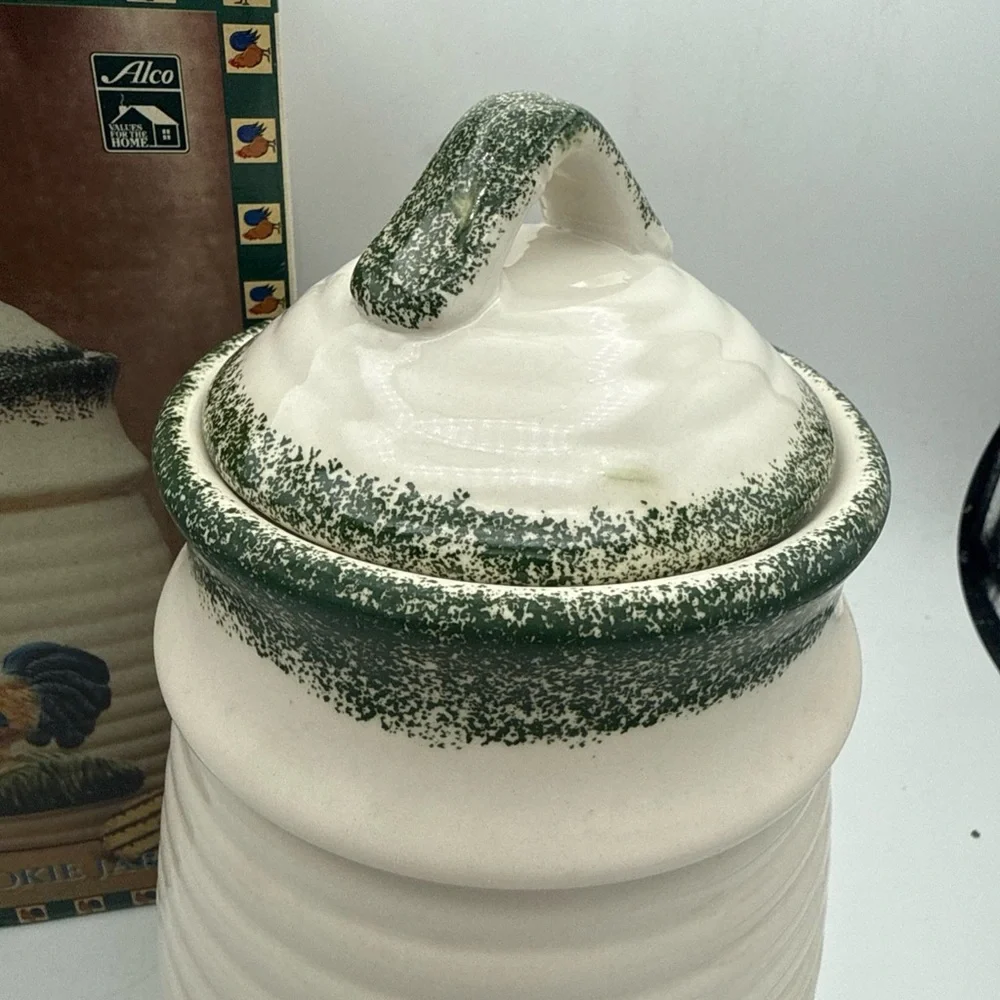 ALCO Industries Countryside Rooster Ceramic Cookie Jar farmhouse Open Box